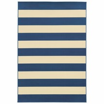 HomeRoots 388777 8 x 11 ft. Blue &amp; Ivory Striped Indoor &amp; Outdoor Area Rug - £233.69 GBP