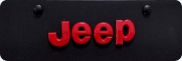 Jeep  Red Script Mini   black Stainless Steel License Plate &amp; Frame  4&quot; ... - $29.95