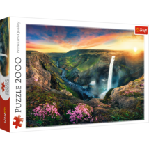 2000 Piece Jigsaw Puzzles, Háifoss Waterfall, Iceland, Idylic Sunset Landscape P - £22.01 GBP