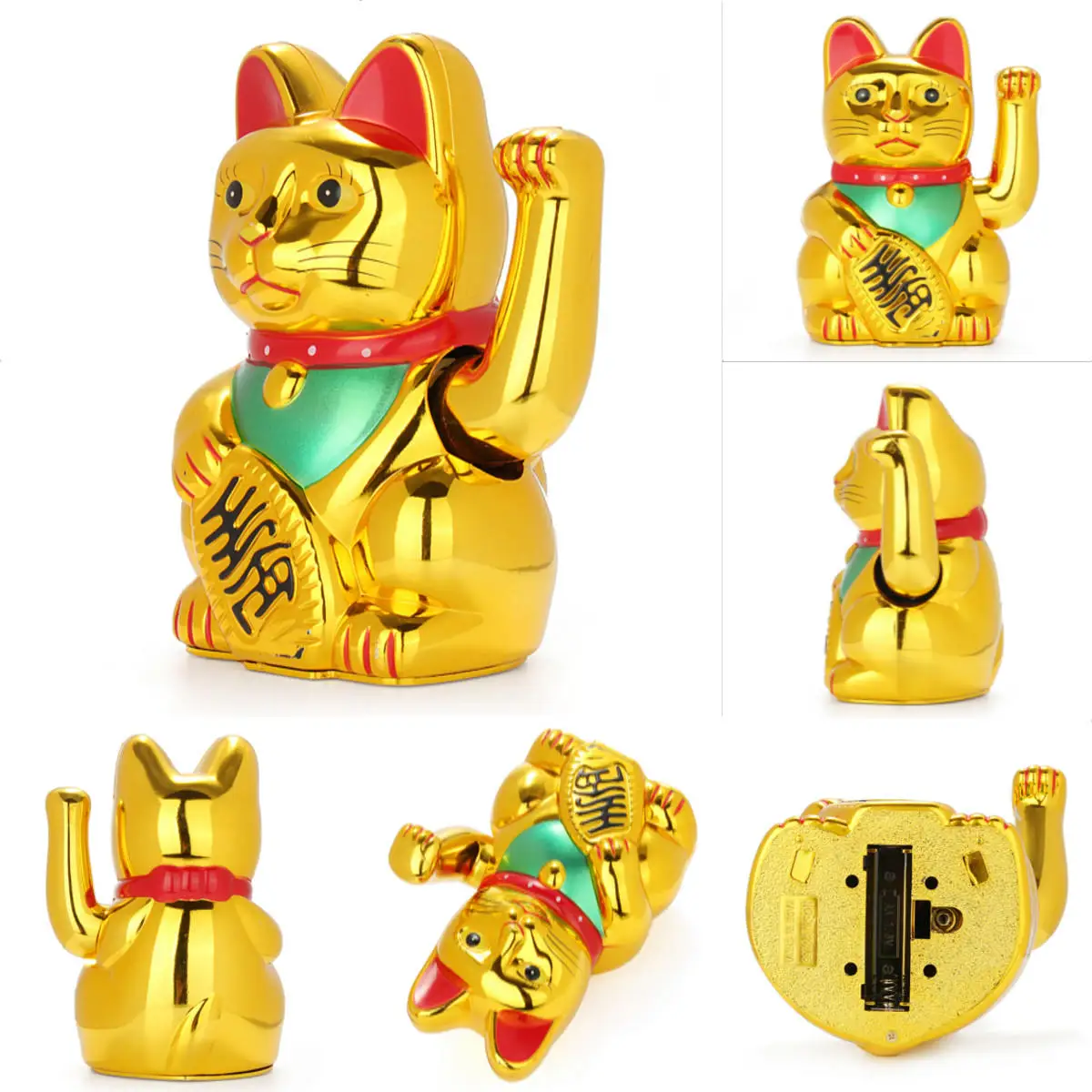 House Home 6&quot; Chinese Lucky Waving Hand Maneki Neko Gold Fortune Feng Shui Cat M - £42.46 GBP