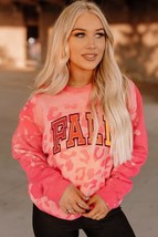 Pink FALL Leopard Print Long Sleeve Pullover Sweatshirt - $21.24