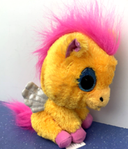 Hatchimals Orange Pegasus Stuffed Animal Plush Blue Sparkle Eyes Pink Mane - £10.26 GBP
