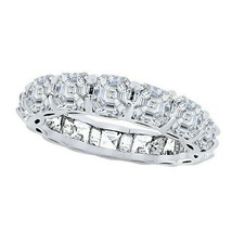 5.90CT Asscher Diamant Transparent Éternité Anneau de Mariage 14CT or Blanc - £79.81 GBP