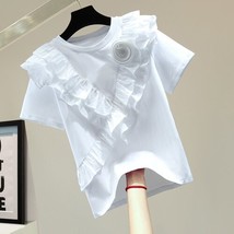 2022 Summer New Women&#39;s Tshirt Exquisite Flowers Stretch Short Sleeve T-shirts K - £161.34 GBP