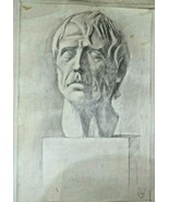 Vintage Original Signed Graphic Drawing. &quot;Male Head&quot; 1967 - £38.06 GBP
