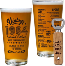 60Th Birthday Gift for Men Vintage 1964 Beer Drinking Glass 60 Years Old Birthda - £26.82 GBP