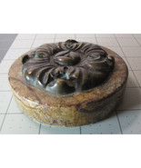 Stone Paperweight with Floral Brass Medallion - £11.12 GBP