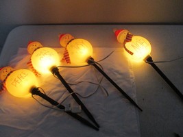 4 Vintage Snow Man Plastic  Blow Mold Lights With Yard Stands 19&#39;&#39; - £27.68 GBP