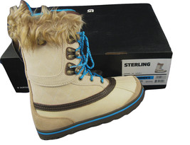 NEW $350 Burton Sterling Womens Snowboard Boots! Tan with Blue Laces &amp; Faux Fur - £136.71 GBP