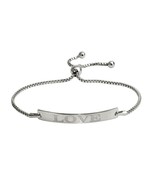 NWT Sterling Silver 925 Rhodium Plated &quot;Love&quot; Bar Lariat Bracelet - £47.12 GBP
