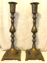 Antique Brass Church Candle Pillar Holders Stands with Square Base 24&quot; T... - £193.84 GBP