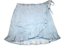 J. Crew Merchantile Chambray Skirt Ruffle Trim Tie Waist Size Medium M L... - $18.00