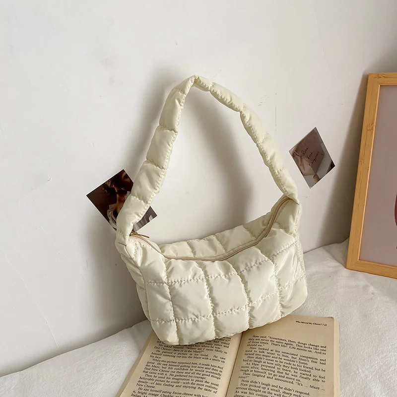 New Nylon Women&#39;s  Bag Folds Rhombus Embroidery Thread Underarm Bag Niche Design - $61.15