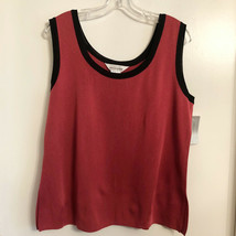 NWT Exclusively Misook Black Trim Sleeveless Top Tank Size L New W/ Tag Long - £23.58 GBP