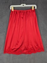 Vintage 80s JC Penney Body Lite Red Nylon Fancy Lace Half Slip Medium  - $18.69