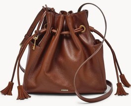 Fossil Rayna Large Drawstring Crossbody Brown Leather SHB2910210 NWT $230 FS - £103.49 GBP