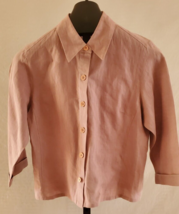 Sigrid Olsen Purple Linen Shirt Blouse Misses Size 10 3/4 sleeves - £19.60 GBP