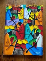Nelson Jamaica Signed Original Oil Painting of People in Vibrant Colored Clothin - £22.51 GBP