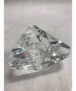 1 Vintage crystal votive candle holder heavy multi faceted glass triangle - £37.27 GBP