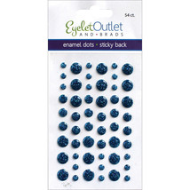 Eyelet Outlet Adhesive-Back Enamel Dots 54/Pkg-Glitter Blue - £11.47 GBP