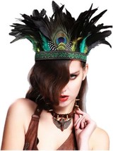 Peacock Headdress Costume Women Carnival Feather Fascinator Decorative Headpiece - £24.60 GBP