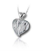 Sterling Silver Sand Dune Heart Funeral Cremation Urn Pendant for Ashes w/Chain - £263.45 GBP