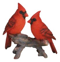 Wildlife Nature 2 Northern Red Cardinal Birds Perching On Branch Figurine - £31.26 GBP