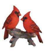 Wildlife Nature 2 Northern Red Cardinal Birds Perching On Branch Figurine - $54.45 CAD