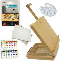 Painting Kit 18 Color Acrylic Paints, 15 Brushes, Easel, 1 Palette and 2... - $32.99