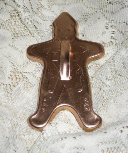 VTG Gingerbread Cowboy/ Officer Cookie Cutter-Copper Tone Aluminum-50's - $7.00