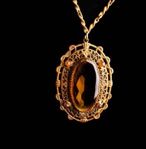 Antique Czech necklace - Victorian snake design - Vintage yellow faceted glass - - £122.58 GBP