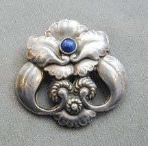 Early Georg Jensen Sterling Lapis Art Nouveau Brooch Pin 97 - £347.89 GBP