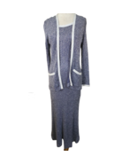 Vintage Blue Metallic Maxi Jacket Dress Size 2 - £58.40 GBP