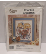 Golden Bee Counted Cross Stitch Cat on Heart Picture Candamar Designs 19... - £7.00 GBP