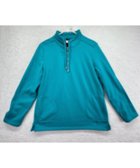 Weekends By Chicos Sweater Womens Medium 1/4 Zip Long Sleeve Blue Drawst... - £19.46 GBP