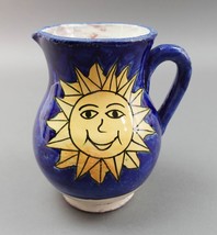 Safi Signed Vintage Moroccan Hand Painted Sun Pottery Pitcher - £101.20 GBP