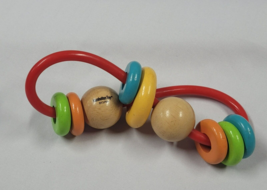 Manhattan Toys Baby Skwinkle Wood Toy Rattle Wooden Beads Clacker Maze - $7.91