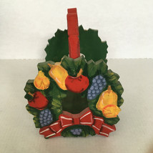 Decorative winter holiday design painted wood container with handle card... - $19.75