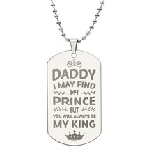 I May Find My Prince Engraved Dog Tag Necklace Stainless Steel or  18k Gold w 2 - £37.62 GBP+