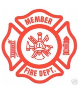 FIRE DEPARTMENT MEMBER with Maltese Cross - Inside Window Static Cling D... - £2.28 GBP