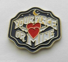 Your Place Or Mine? Heart Hook Up Night Funny Lapel Pin Badge 1 Inch - £4.21 GBP