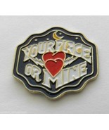 YOUR PLACE OR MINE? HEART HOOK UP NIGHT FUNNY LAPEL PIN BADGE 1 INCH - $5.36