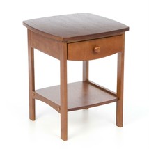 Walnut Wood Finish 1-Drawer Bedroom Nightstand Bedside Table - £90.13 GBP