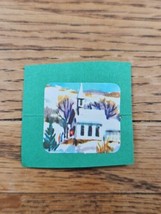 Vintage Postal Seal Christmas Church/White Church Backed to Paper - £0.73 GBP