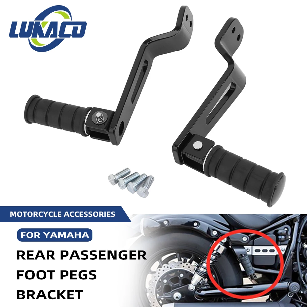 Foot Pegs Motorcycle Black Rear Passenger Pedals Footrest Bracket For Ya... - $76.62
