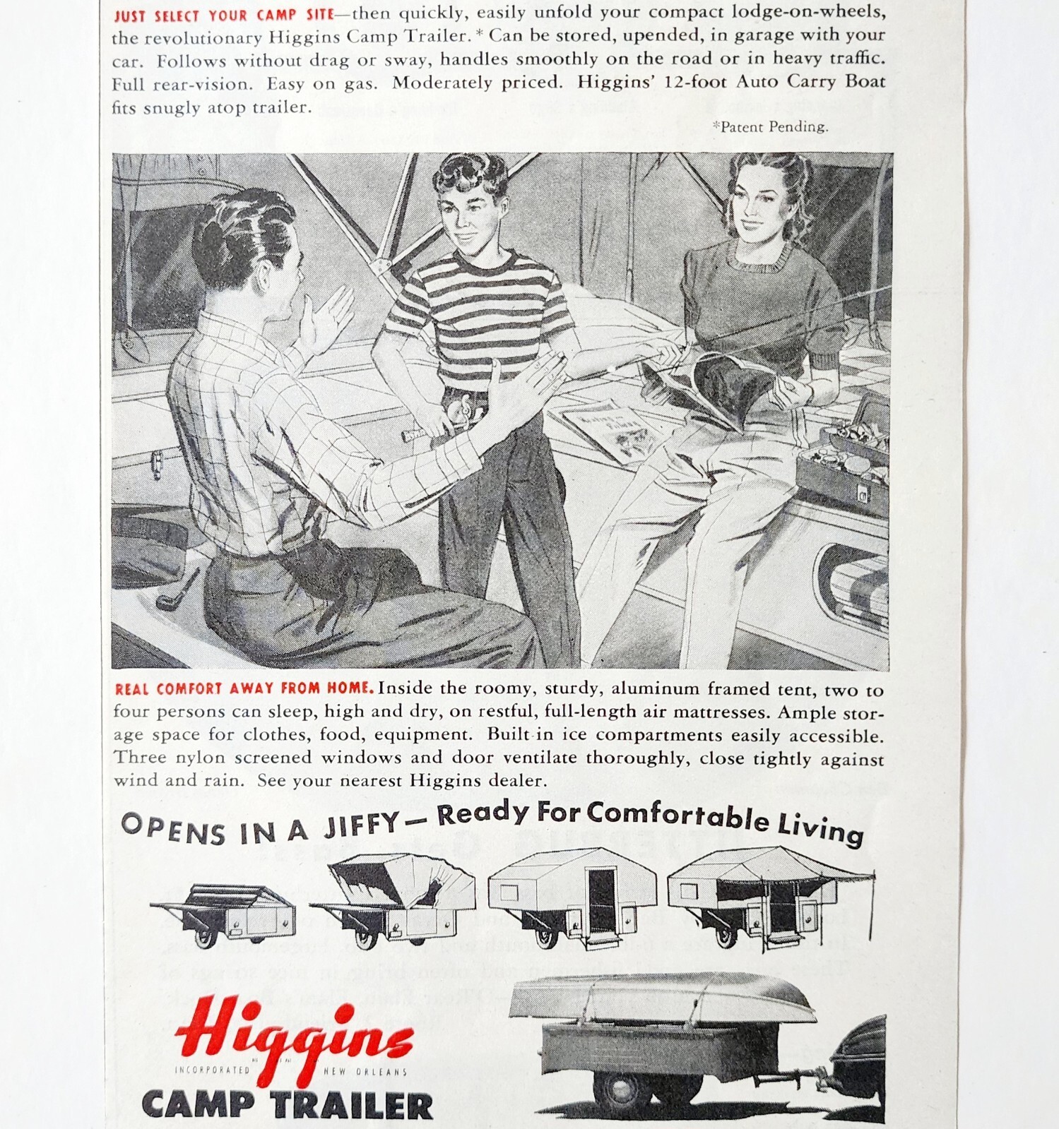 1947 Higgins Camp Trailer Advertisement Automobilia Camping New Orleans ... - $19.99