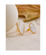 Elegant Gold Plated Stainless Steel Oval Natural Shell Adjustable Rings - $23.95