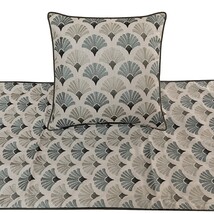 Flourish Bloom - Cotton Blue &amp; Grey Decorative Bed Runner and Pillow Cover - $76.43+