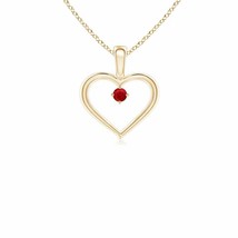 ANGARA Solitaire Ruby Heart Pendant Necklace in 14K Solid Gold | 18&quot; Chain - £373.37 GBP