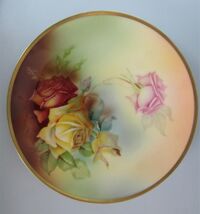 ANTIQUE JS GERMANY PORCELAIN ROSES FINE CHINA DECO PLATE 1900s RG09 - €16,40 EUR